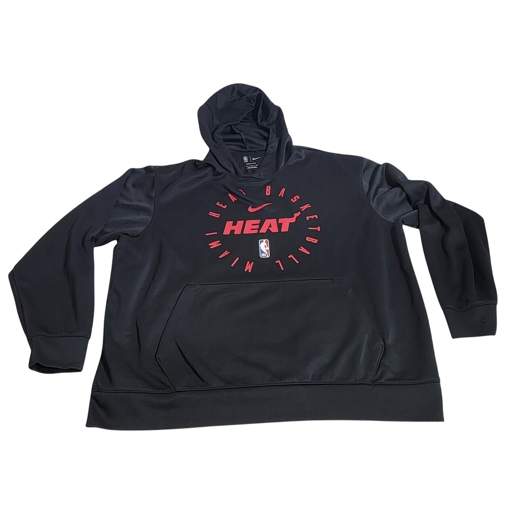 Nike Dri-FIT Miami Heat NBA Basketball Hoodie Mens XL Black Red Pullover